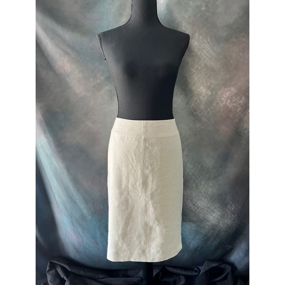 Kim Rogers 100% Linen Pencil Skirt Womens Size 16 Beige Career Office‎